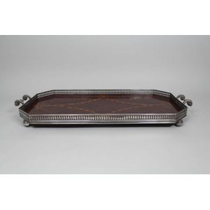 Antique classical style inlaid tea tray with Sheffield plate…