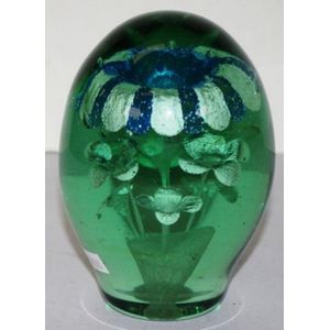 Large Victorian green glass dump paperweight, C1860,…