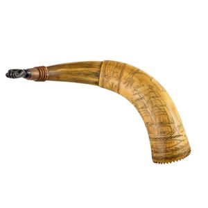 A carved and incised buffalo horn scrimshaw by Louis M. F.…