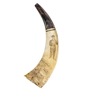 A finely carved scrimshaw horn, second half 19th century,…