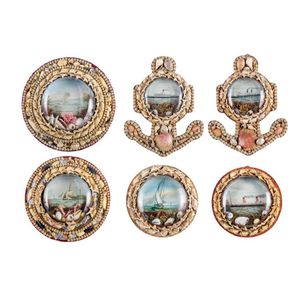 A collection of six shell mounted dioramas, first half 20th…