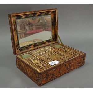 Antique 18th century French straw work box, fitted interior…