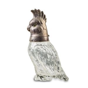 A silverplate mounted glass cockatoo decanter, Australian, 19th…