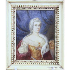 An antique miniature on ivory. Possibly 18th century. A…