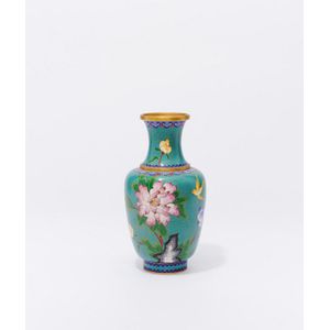 A cloisonne 'Flowers and swallow' vase, China, mid 20th century,…