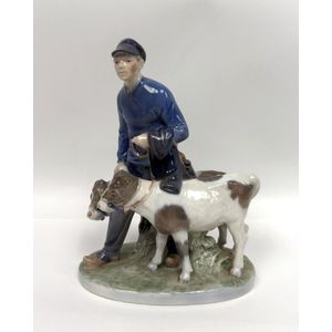 A Royal Copenhagen, Denmark figure of a boy with cows, no. 117,&hellip;