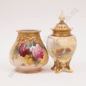Royal Worcester vase and cover, painted with highland cattle…