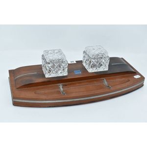 Art Deco desk set made from the hull of 'HMAS Sydney' with…