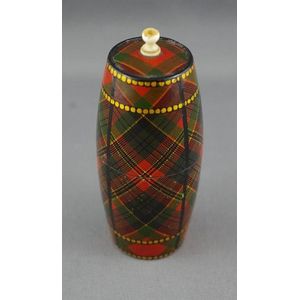 Antique tartanware match box holder / Go-to-Bed McPherson…