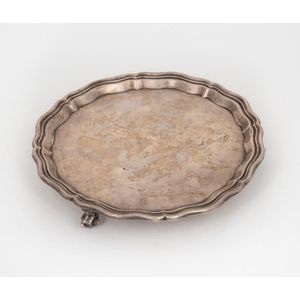 A vintage English sterling silver salver, made in London, circa…