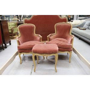 Pair of Pink Louis XV Bergere Arm Chairs