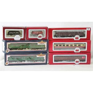 Seven various model carriages, five Dapol and two Bachmann,…