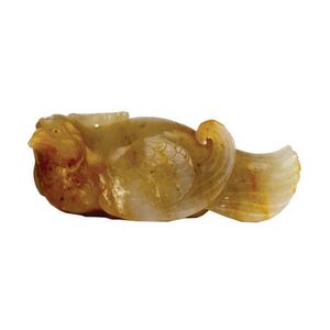 Resting Jade Bird with Fine Feather Detailing - Jade - Oriental