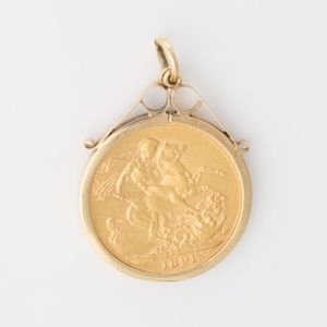 Vintage 1891 Full Sovereign Coin Pendant in 9ct Yellow Gold - Pendants ...