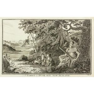 William Hodges. A Family at Dusk Bay, New Zealand Copperplate…