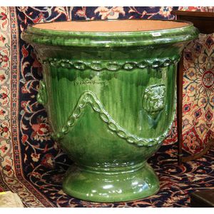 A pair of Anduze French garden pompadour Urns. 63 cm high.