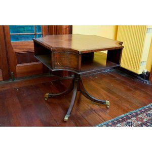 Georgian style card drum table, 20th century, the stylised…