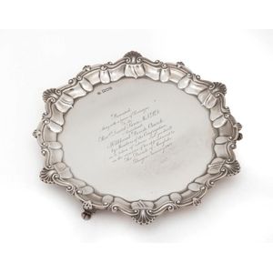 A sterling silver presentation salver, R&W Sorley, London 1900,…