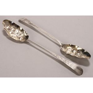 George III Sterling Silver Berry Spoons, London 1794, Floral Motif ...