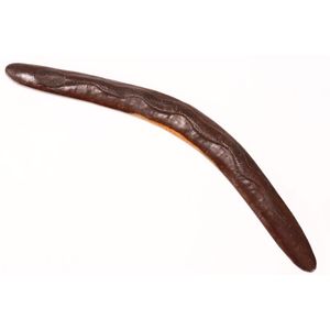 Snake Bumerang Aboriginal Carved Mulga Wood Boomerang with Snake Design - Aboriginal ...