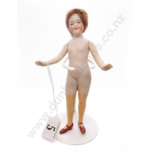 German all bisque doll, all painted features with light brown…