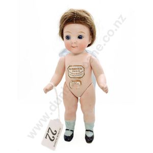 All bisque Googly character doll, stationary blue googly eyes…