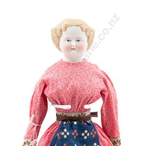 German parian type flat top china head doll, all painted…