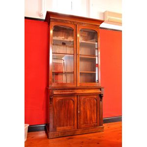 A large impressive early Victorian mahogany four door book case,&hellip;
