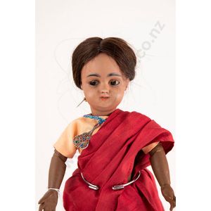 Simon & Halbig brown bisque doll, stationary brown 'Flirty…