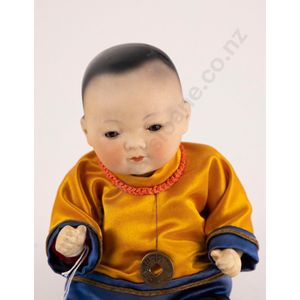Armand Marseille Asian character bisque baby doll, solid dome…