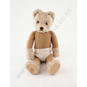 Vintage Yes/No teddy bear, blonde plush with cloth body,…