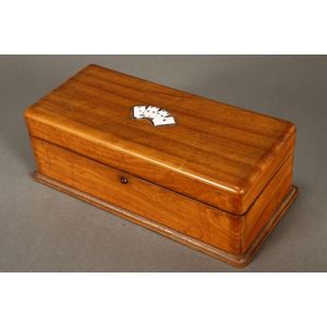 19th century wooden lidded card box, of rectangular form, the…