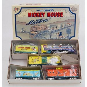 Rare Mickey Mouse Meteor tin lithographed train set limited…