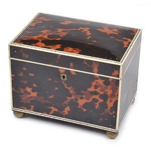 A 19th century English brown tortoiseshell and bone mounted tea…