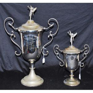 Two early Australian motorcycle trophies 1929 silver plated,…
