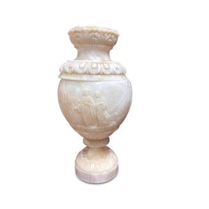 Large late 19th century alabaster urn and cover, of baluster…