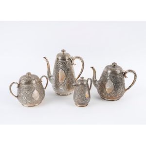 A four piece silver plated tea service with Persian style all…