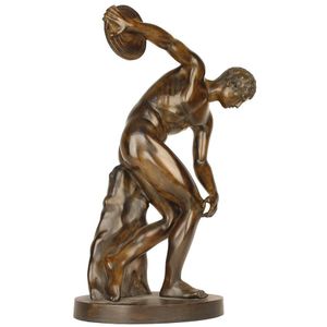 A large classical bronze sculpture of 'The Discus Thrower',…