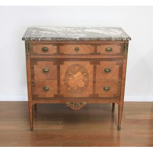 Louis XVI Walnut & Marquetry Commode with Music Theme - Chests of ...