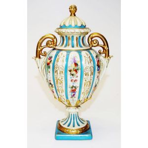Victorian hand painted lidded urn hand painted blossom…