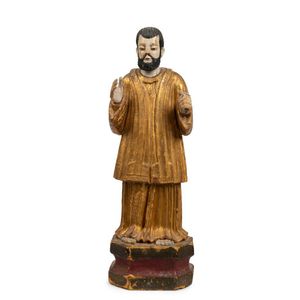 Saint Paul antique Italian polychrome statue, 16th/17th century,…
