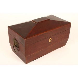 Victorian tea caddy of rectangular form, with sloping top,…