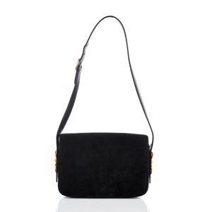 Vintage Gucci Black Suede Shoulder Bag with Gold Hardware - Handbags ...