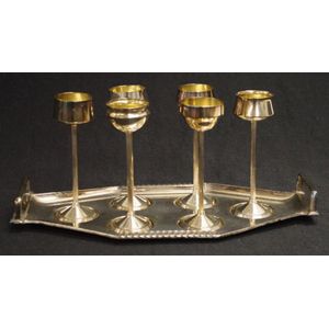 Art Deco WMF silver plated liqueur goblets with the matching…