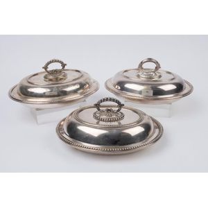 Three antique silver plated vegetable tureens, late 19th…