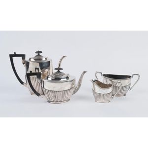 An English silver plated four piece tea service, early 20th…
