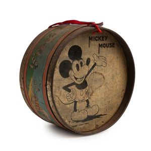 Mickey Mouse drum, rare early 'Willow' (Australian made) tin…