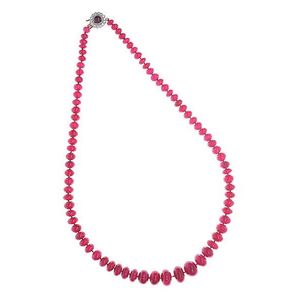 Graduated Ruby Bead Necklace with Diamond Clasp - Necklace/Chain ...