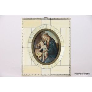 A miniature painting of a Madonna and Child, a finely painted…