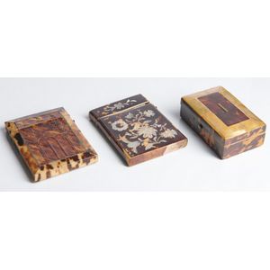 Two Victorian tortoiseshell and mother of pearl card cases and…